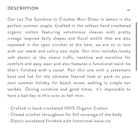 NWT Spell Crochet Doily Puff Sleeve Grannycore Cottagecore Mini Dress Small - Picture 12 of 13